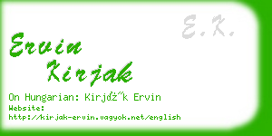 ervin kirjak business card